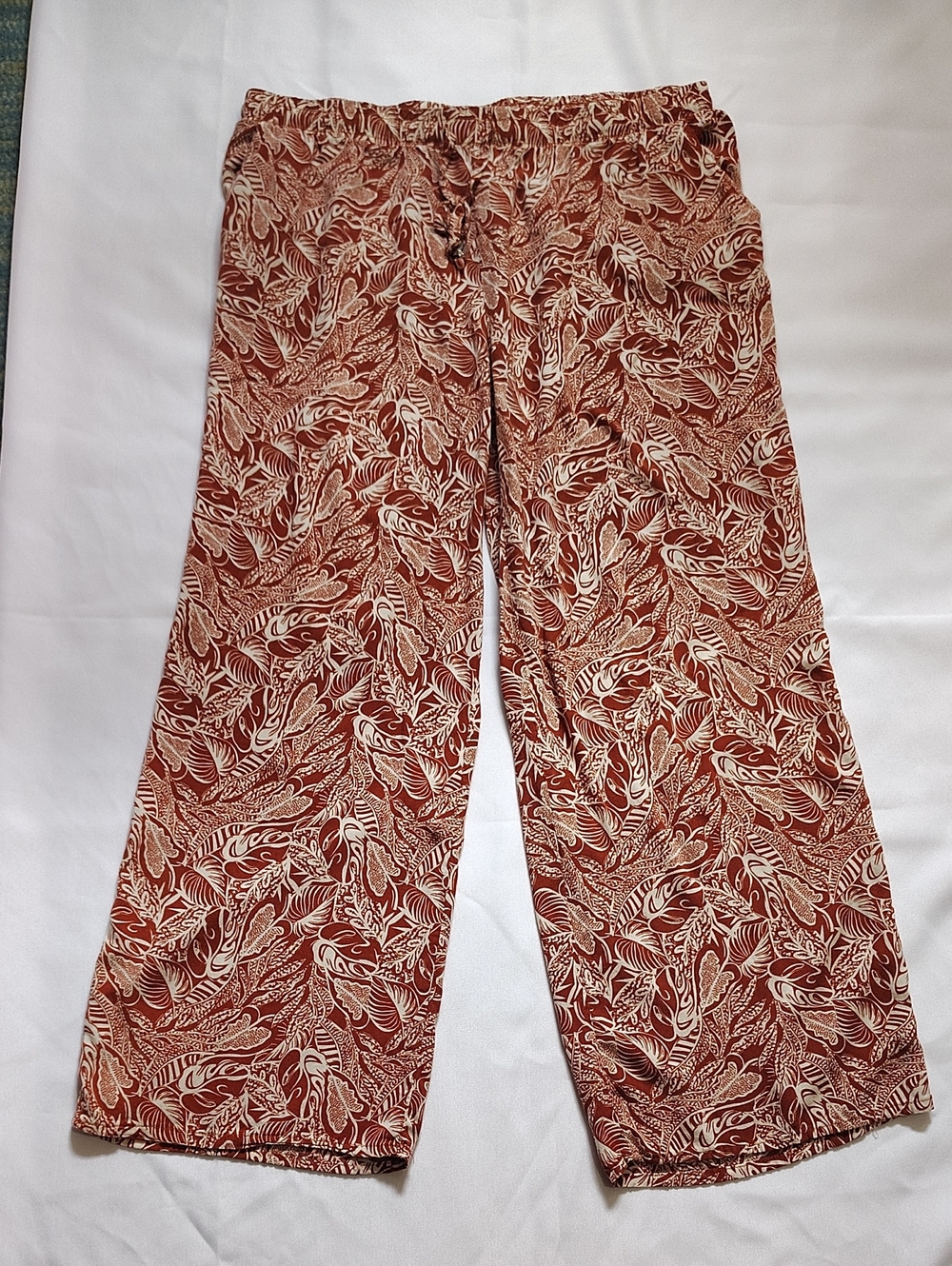 Love Wish Maternity Wide-leg Pants Size L Terracotta Red Color Elastic Waistband